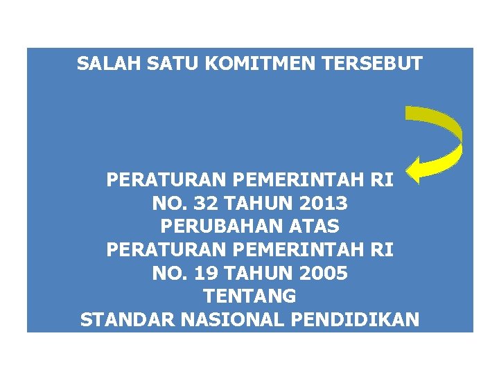 SALAH SATU KOMITMEN TERSEBUT PERATURAN PEMERINTAH RI NO. 32 TAHUN 2013 PERUBAHAN ATAS PERATURAN