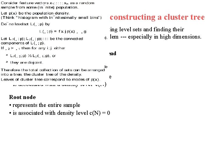 5. Recursive algorithms for constructing a cluster tree For most density estimates p*(x), computing 5. Recursive algorithms for constructing a cluster tree For most density estimates p*(x), computing