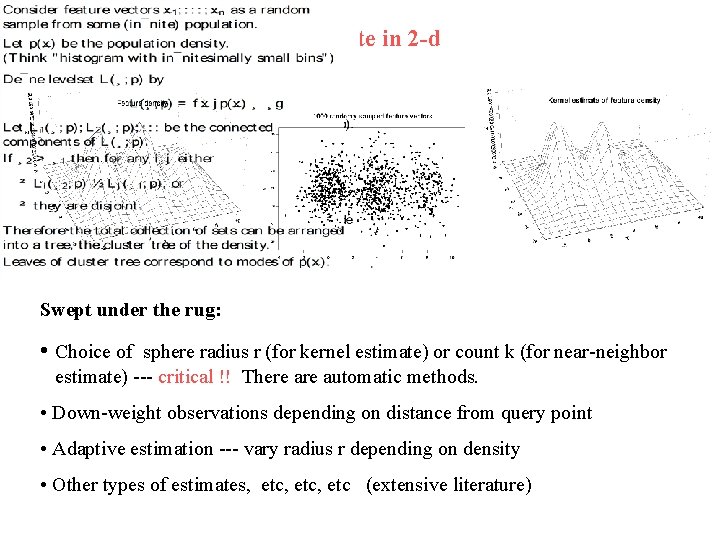 Example - kernel density estimate in 2 -d Swept under the rug: • Choice Example - kernel density estimate in 2 -d Swept under the rug: • Choice