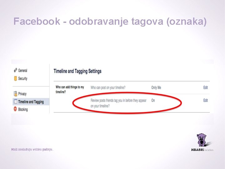 Facebook - odobravanje tagova (oznaka) 