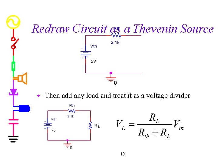 Redraw Circuit as a Thevenin Source w Then add any load and treat it