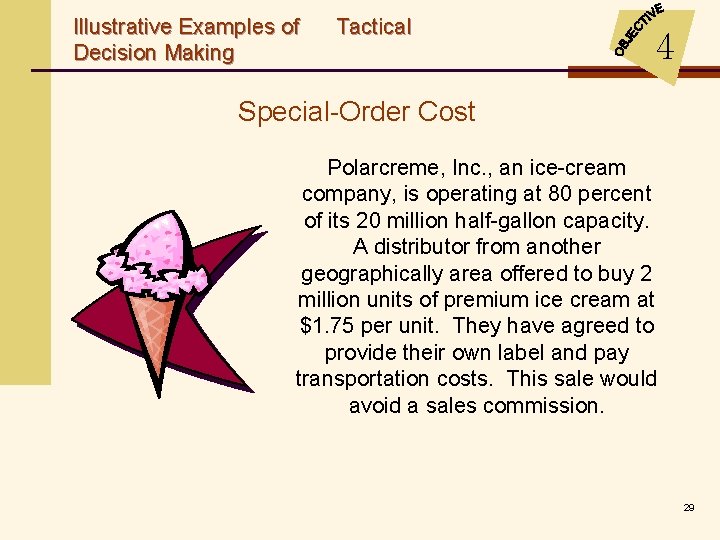 Illustrative Examples of Decision Making Tactical 4 Special-Order Cost Polarcreme, Inc. , an ice-cream