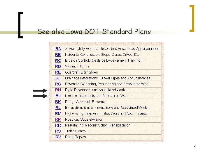 See also Iowa DOT Standard Plans 2 