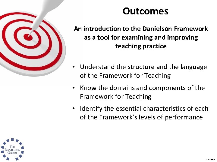 Outcomes An introduction to the Danielson Framework as a tool for examining and improving