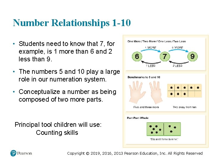 Number Relationships 1 -10 • Students need to know that 7, for example, is