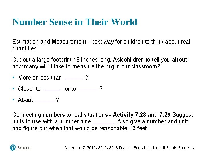 Number Sense in Their World Estimation and Measurement - best way for children to