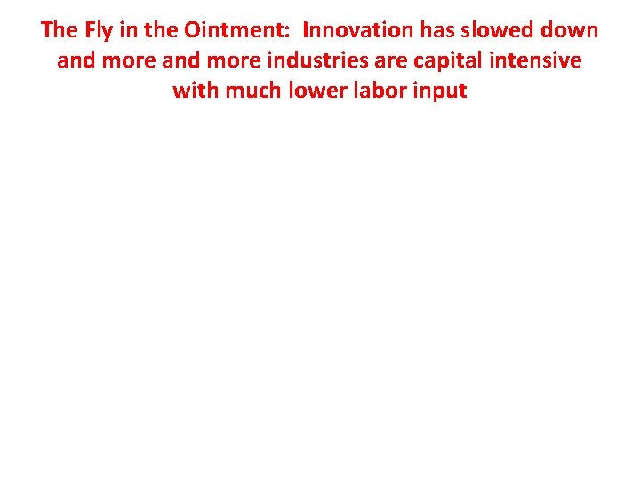 The Fly in the Ointment: Innovation has slowed down and more industries are capital The Fly in the Ointment: Innovation has slowed down and more industries are capital