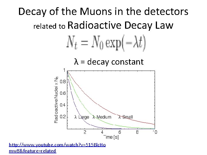 Decay of the Muons in the detectors related to Radioactive Decay Law λ =