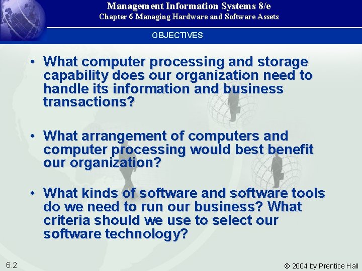 Management Information Systems 8/e Chapter 6 Managing Hardware and Software Assets OBJECTIVES • What