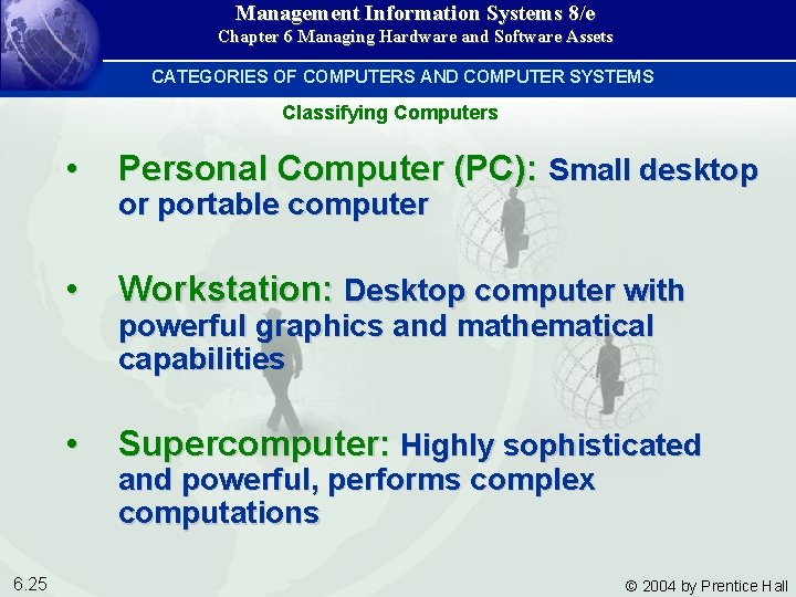 Management Information Systems 8/e Chapter 6 Managing Hardware and Software Assets CATEGORIES OF COMPUTERS