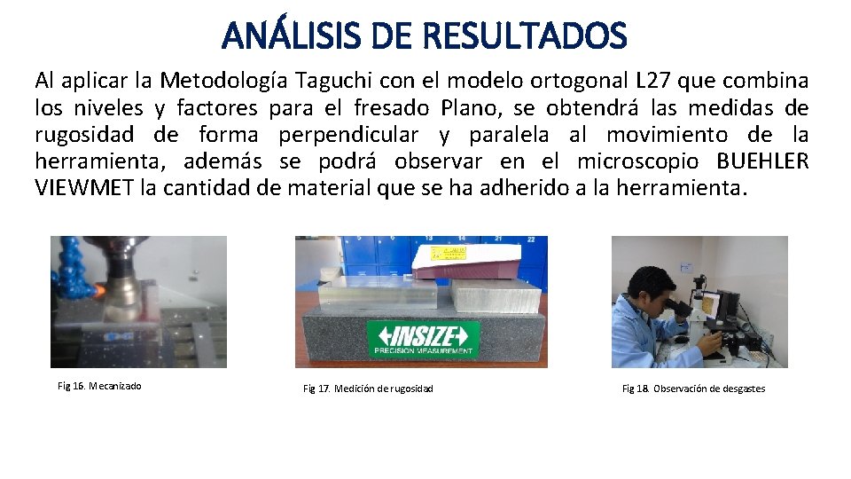 ANÁLISIS DE RESULTADOS Al aplicar la Metodología Taguchi con el modelo ortogonal L 27