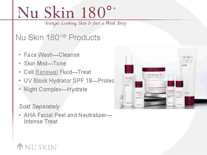 Nu Skin 180°® Products • • • Face Wash—Cleanse Skin Mist—Tone Cell Renewal Fluid—Treat