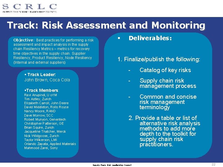 Track: Risk Assessment and Monitoring Objective: Best practices for performing a risk assessment and