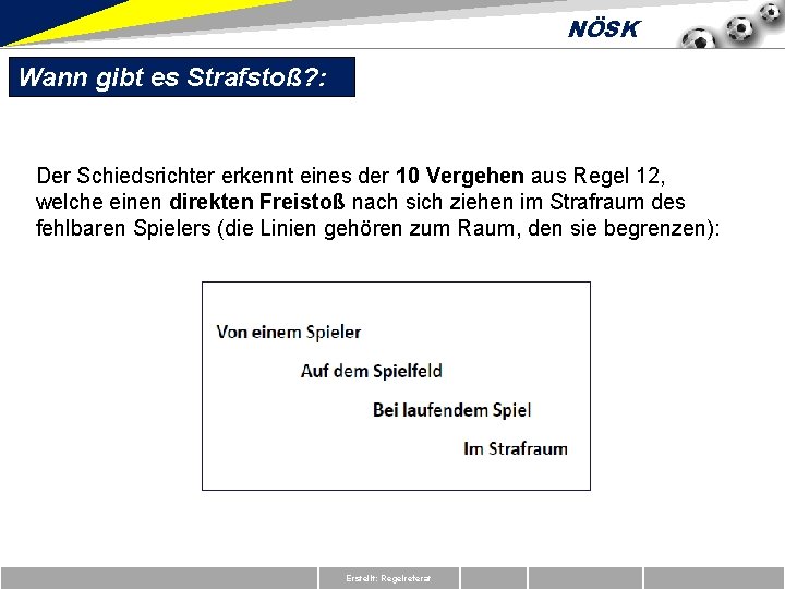 NÖSK Wann gibt es Strafstoß? : Der Schiedsrichter erkennt eines der 10 Vergehen aus