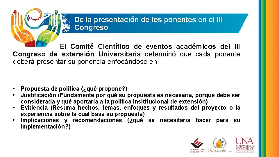 De la presentacin de los ponentes en el