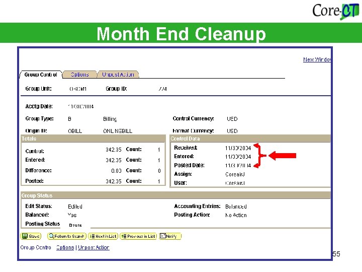 Month End Cleanup Errors 55 