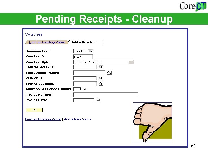 Pending Receipts - Cleanup 64 