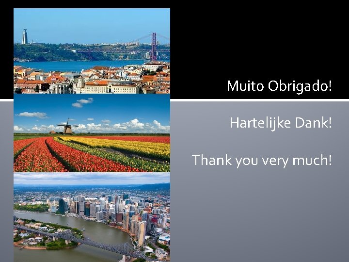 Muito Obrigado! Hartelijke Dank! Thank you very much! 