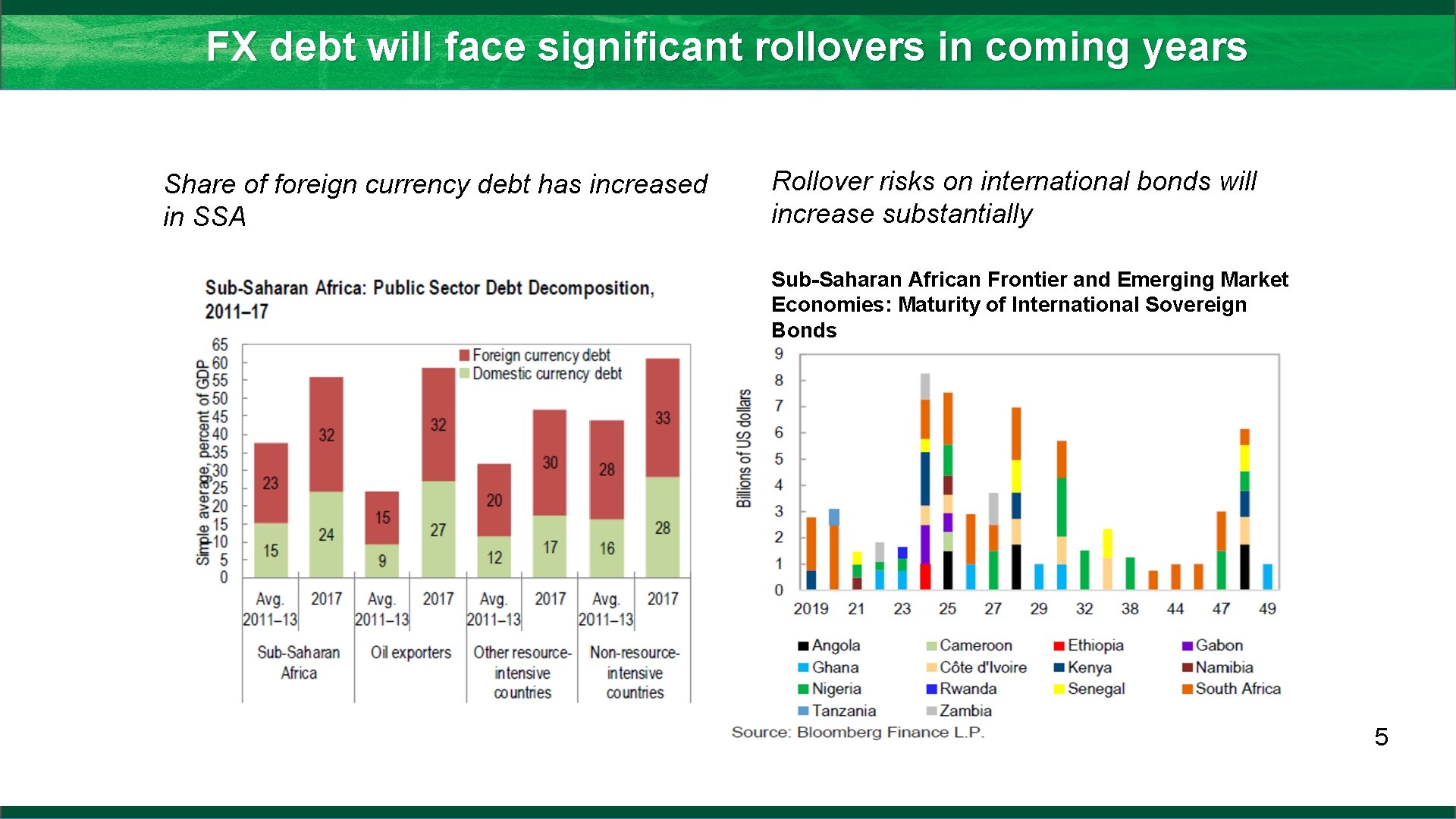 FX debt will face significant rollovers in coming years Share of foreign currency debt