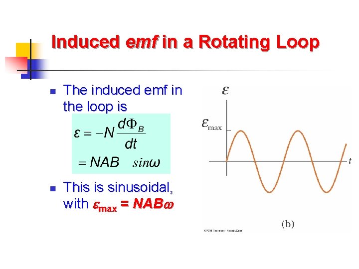 Induced emf in a Rotating Loop n n The induced emf in the loop