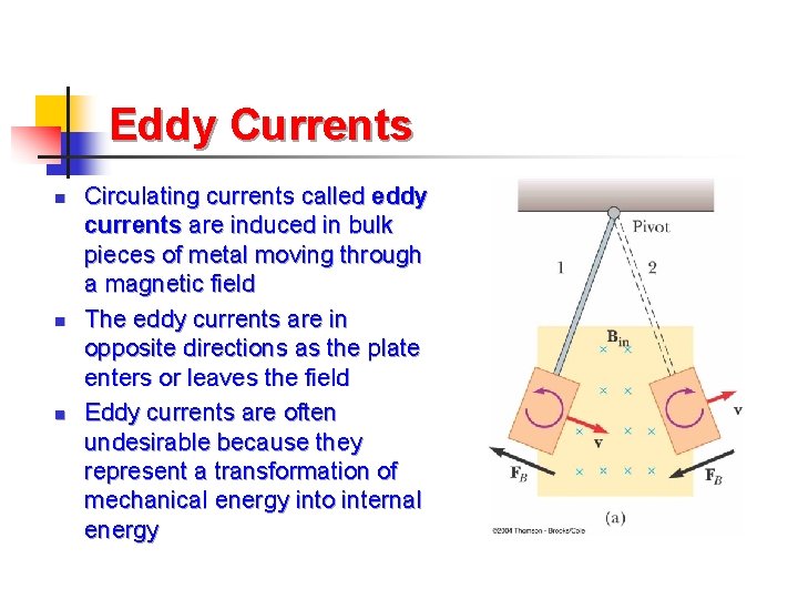 Eddy Currents n n n Circulating currents called eddy currents are induced in bulk