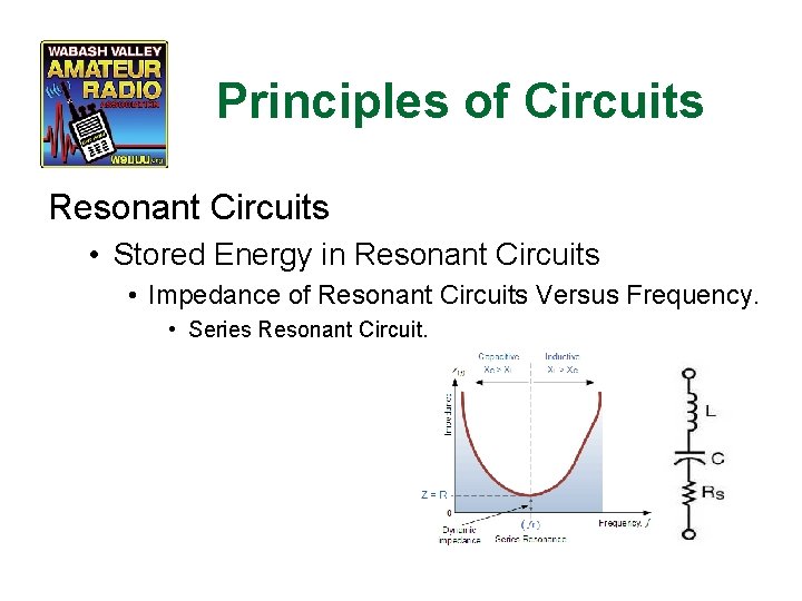 Principles of Circuits Resonant Circuits • Stored Energy in Resonant Circuits • Impedance of