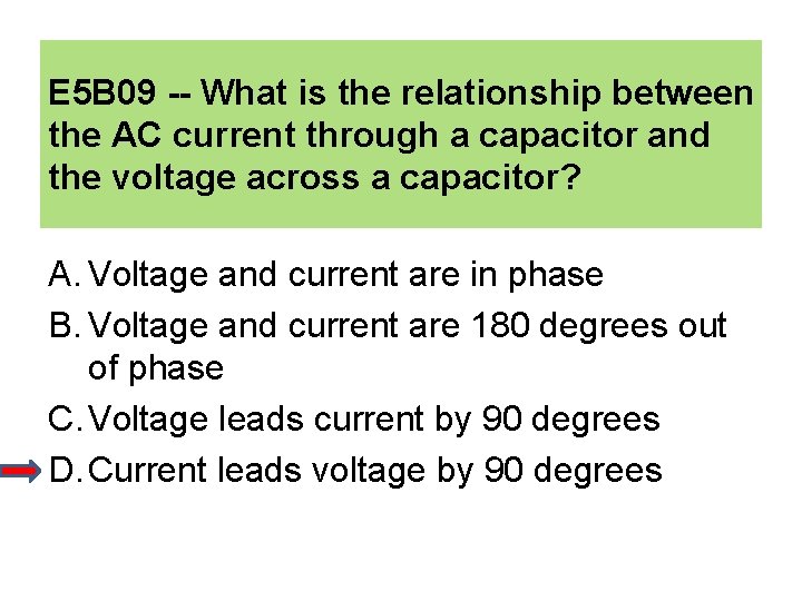 E 5 B 09 -- What is the relationship between the AC current through