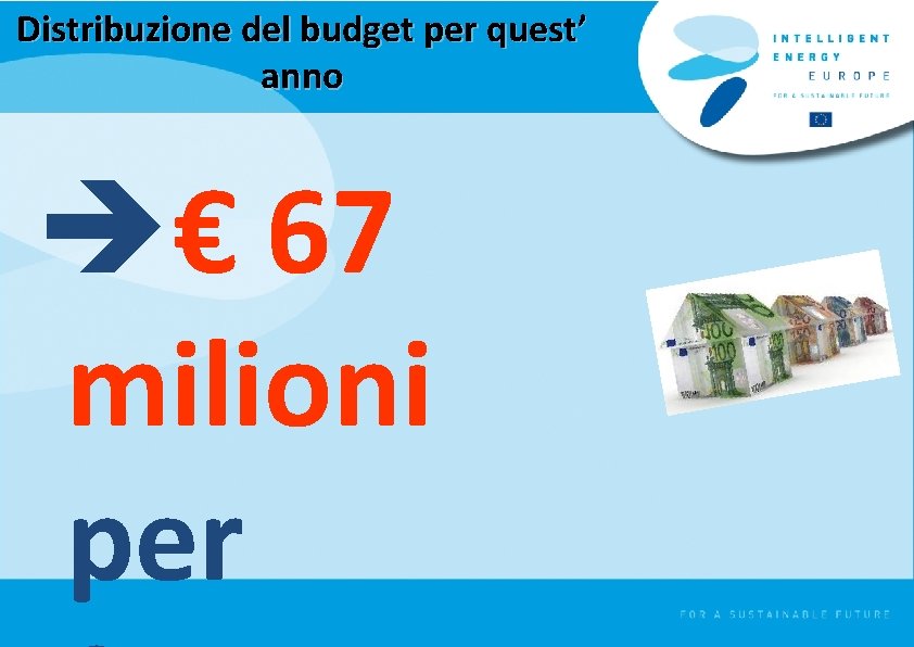 Distribuzione del budget per quest’ anno è€ 67 milioni per 
