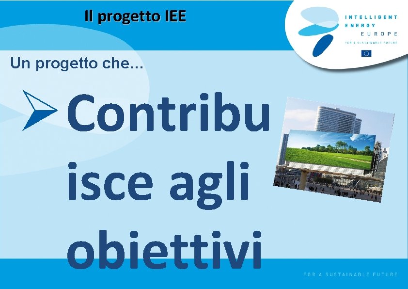 Il progetto IEE Un progetto che… Ø Contribu isce agli obiettivi 