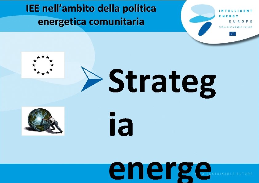 IEE nell’ambito della politica energetica comunitaria Ø Strateg ia energe 