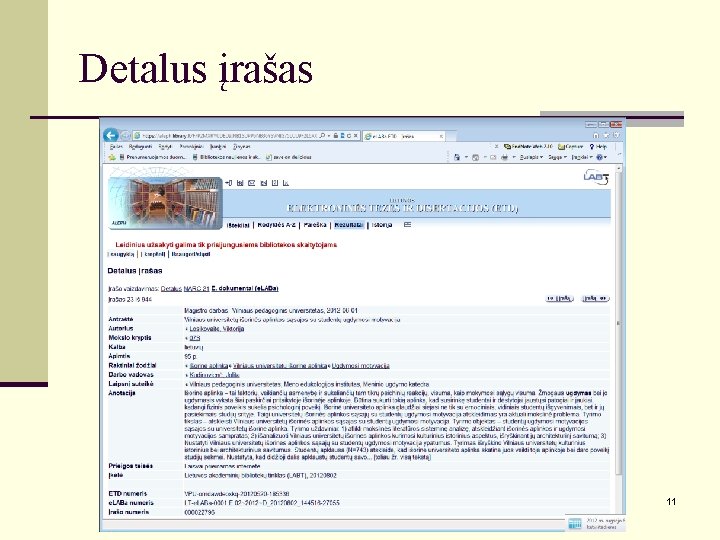 Detalus įrašas 11 