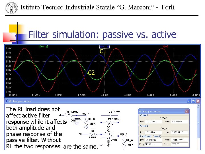 Istituto Tecnico Industriale Statale “G. Marconi” - Forlì Filter simulation: passive vs. active C