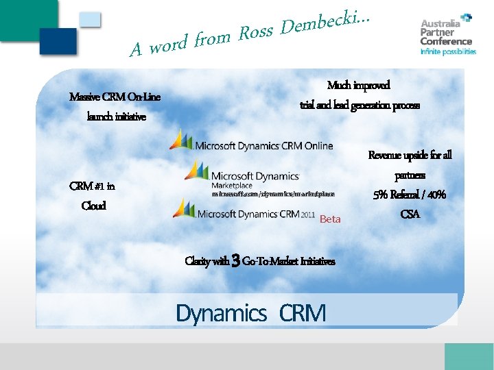 The Future of Dynamics Chris Ridd Dynamics Business