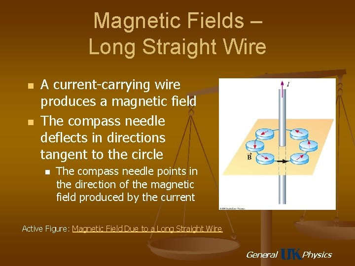 Magnetic Fields – Long Straight Wire n n A current-carrying wire produces a magnetic