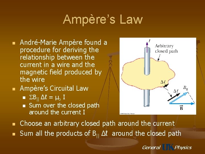Ampère’s Law n n André-Marie Ampère found a procedure for deriving the relationship between