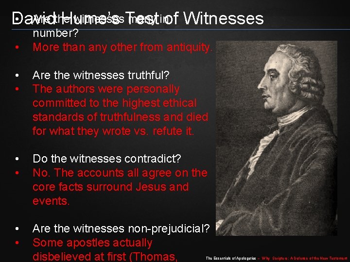  • Are the witnesses Test many inof Witnesses David Hume’s • number? More