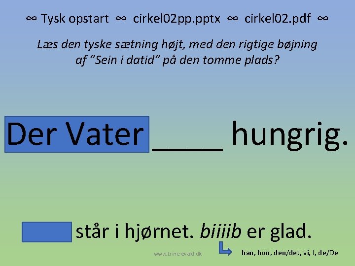 ∞ Tysk opstart ∞ cirkel 02 pp. pptx ∞ cirkel 02. pdf ∞ Læs