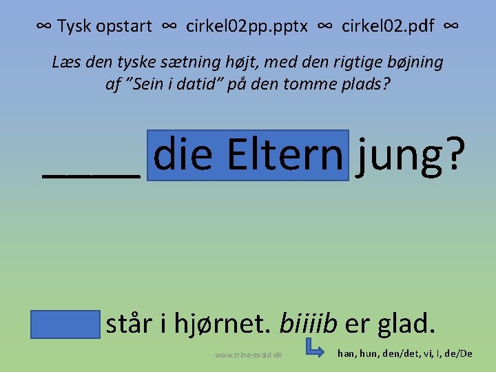 ∞ Tysk opstart ∞ cirkel 02 pp. pptx ∞ cirkel 02. pdf ∞ Læs
