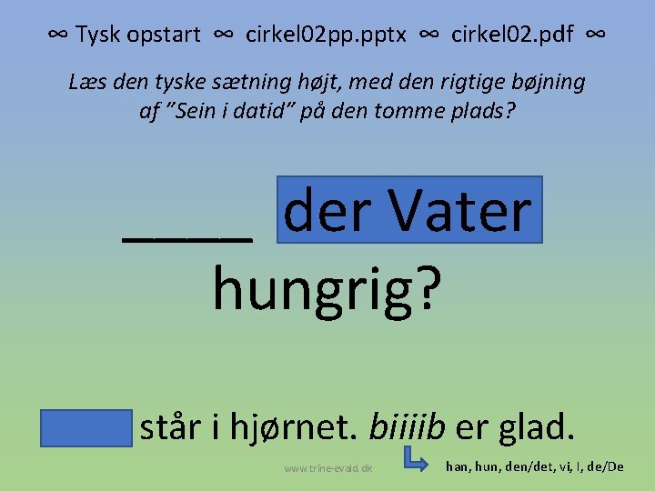 ∞ Tysk opstart ∞ cirkel 02 pp. pptx ∞ cirkel 02. pdf ∞ Læs