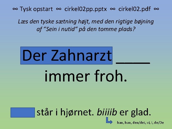 ∞ Tysk opstart ∞ cirkel 02 pp. pptx ∞ cirkel 02. pdf ∞ Læs