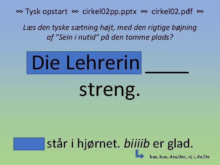 ∞ Tysk opstart ∞ cirkel 02 pp. pptx ∞ cirkel 02. pdf ∞ Læs
