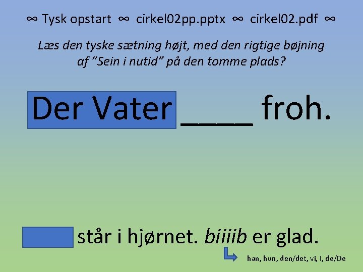 ∞ Tysk opstart ∞ cirkel 02 pp. pptx ∞ cirkel 02. pdf ∞ Læs