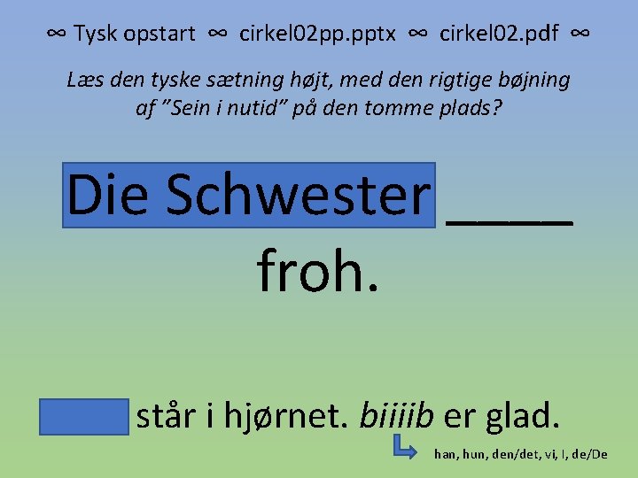 ∞ Tysk opstart ∞ cirkel 02 pp. pptx ∞ cirkel 02. pdf ∞ Læs