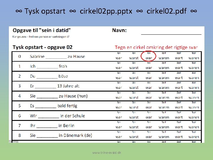 ∞ Tysk opstart ∞ cirkel 02 pp. pptx ∞ cirkel 02. pdf ∞ www.