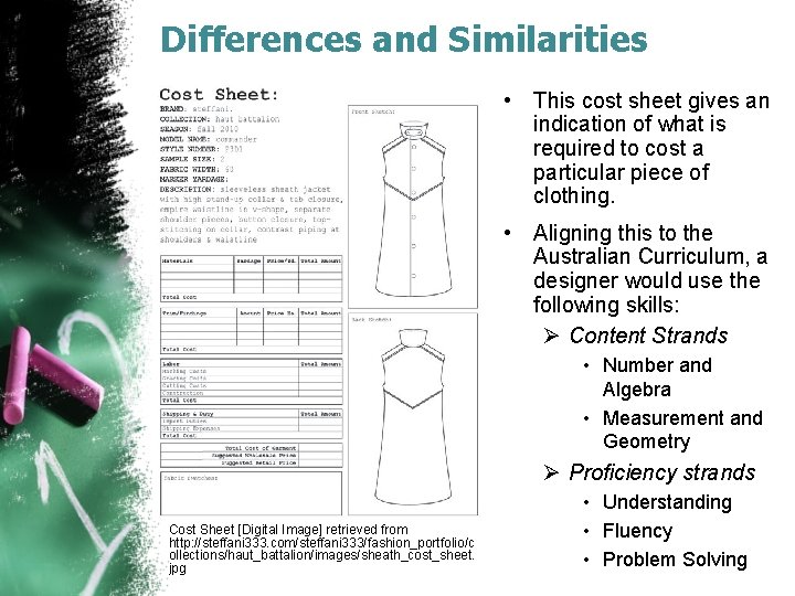 Differences and Similarities • This cost sheet gives an indication of what is required