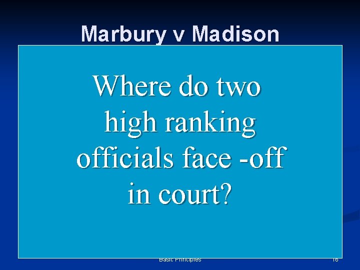 Marbury v Madison n n In 1800 Thomas Jefferson wins the presidency. Defeats John Marbury v Madison n n In 1800 Thomas Jefferson wins the presidency. Defeats John