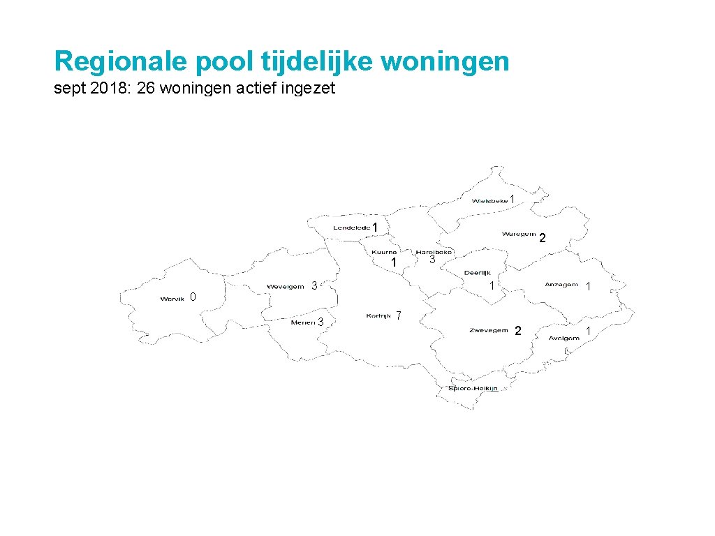 Regionale pool tijdelijke woningen sept 2018: 26 woningen actief ingezet 1 1 2 1