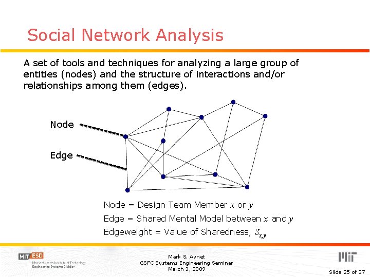 Social Network Analysis A set of tools and techniques for analyzing a large group