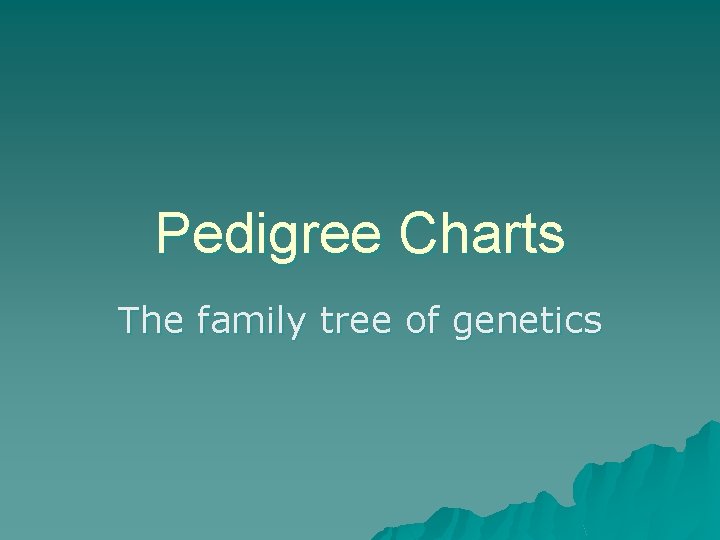 Pedigree Charts The family tree of genetics 