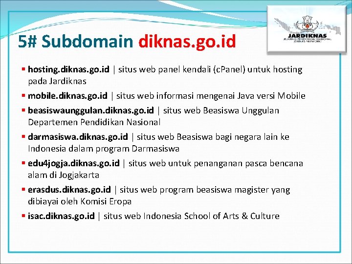 5# Subdomain diknas. go. id § hosting. diknas. go. id | situs web panel